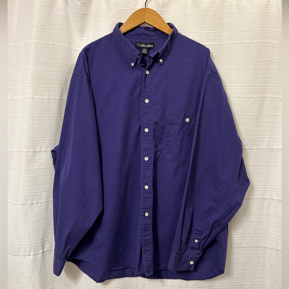 Club Colors Men's 4 XL Long-Sleeve Button-Down One Pocket Cotton Shirt